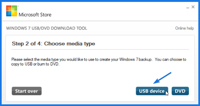 Choose media type USB