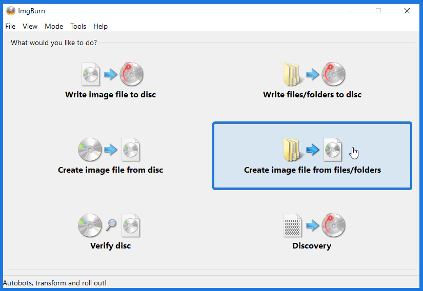 Create Image File From Files Folders