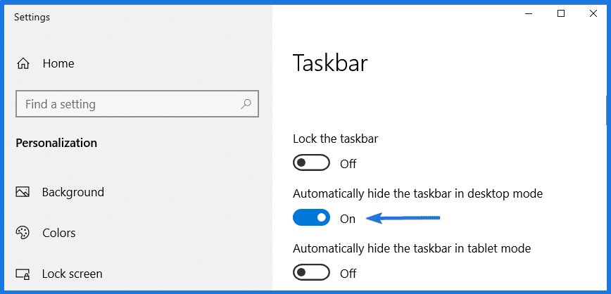 Automatically hide the taskbar in desktop mode