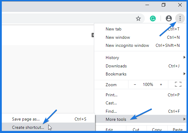 Create Website Shortcut on Desktop Chrome