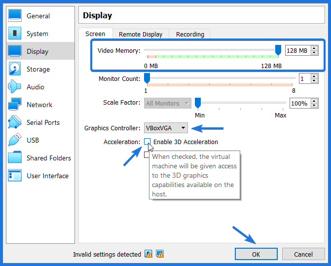 Enable 3D acceleration