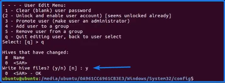 Confirm Writing Password Hive File