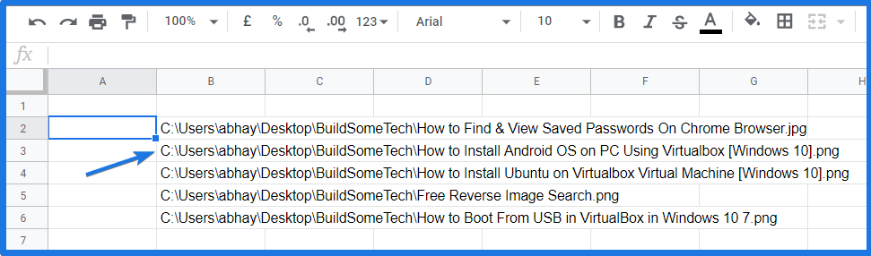 Export Filenames to Excel