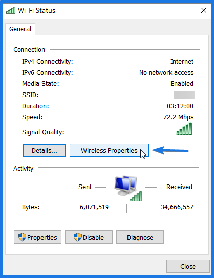 View Wireless Properties