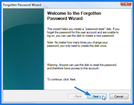 Windows 7 Password Reset Disk Wizard