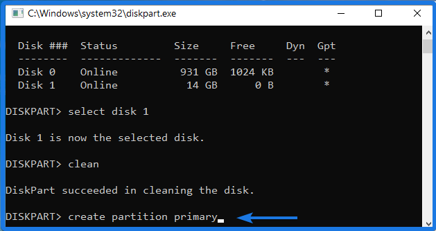 Create Partition Primary