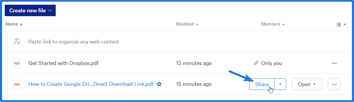 Dropbox Share Direct Download Link