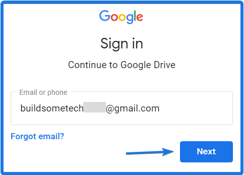 Sign in Google Drive Account