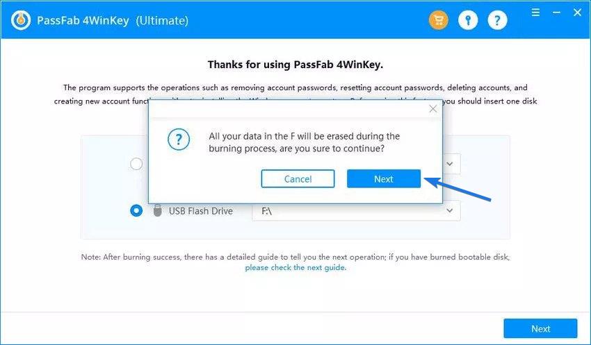 Confirm to delete all files from USB