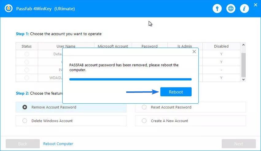 Reboot After Windows Account Password is Removed
