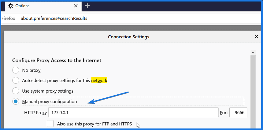 Configure Manual proxy