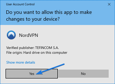Click on Yes to Allow App