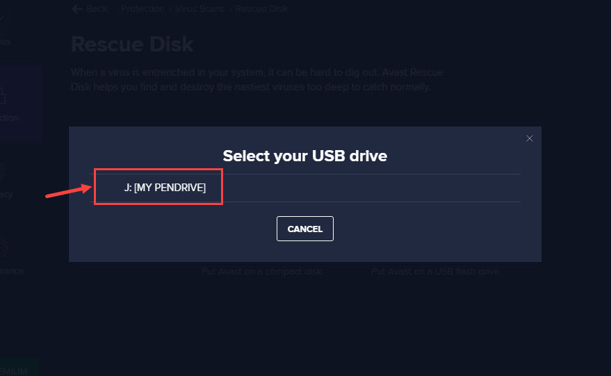 Select your USB Drive