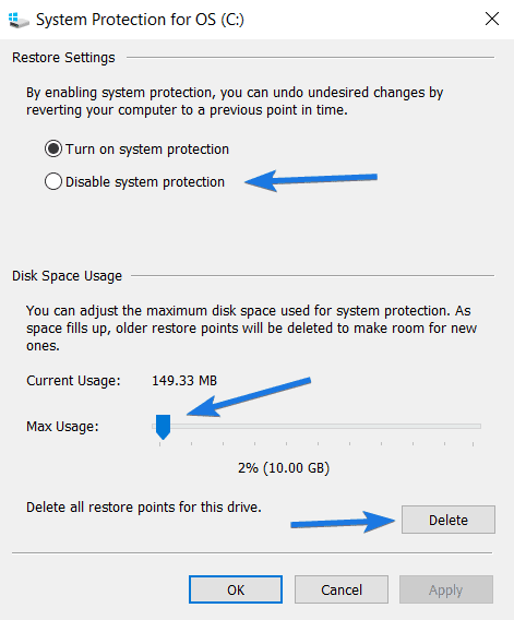 Delete System Restore Points