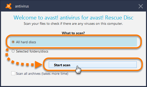 Start Antivirus Scan from Rescue Disk