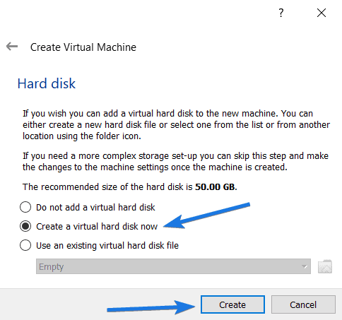 Create a Virtual Hard Disk Now