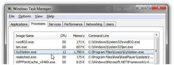 GyStation.exe Process File in Windows Task Manager