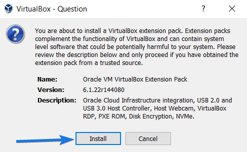 Install Virtualbox Extension Pack Plugin