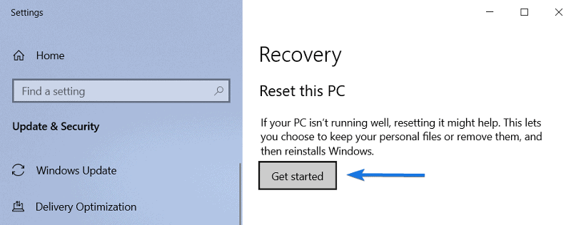 Resetting Windows 10 PC