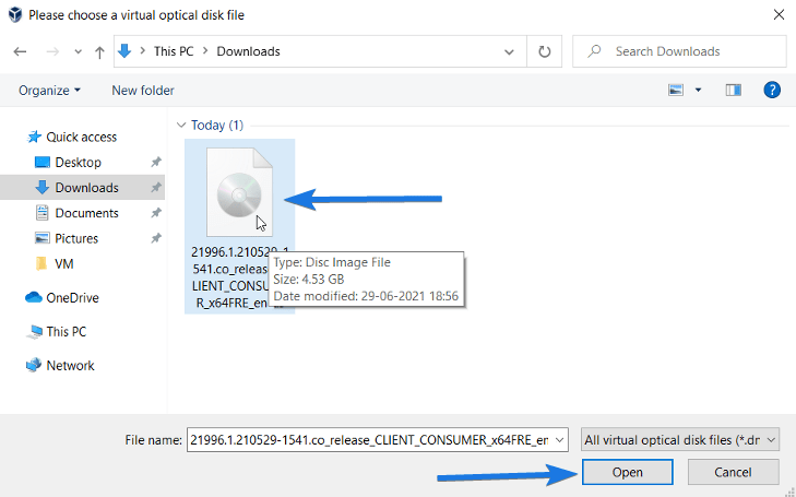 Select Windows 11 ISO Image File