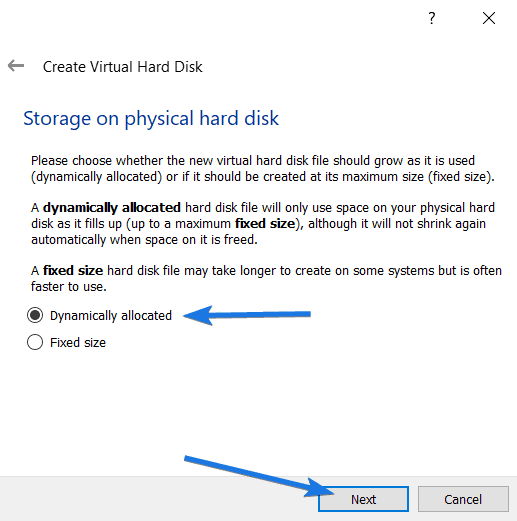 Storage on Physical Hard Disk