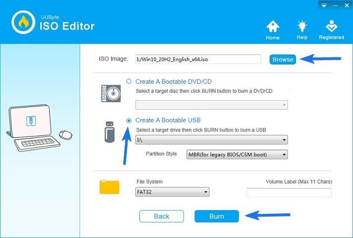 UUByte ISO Editor Burning Bootable USB