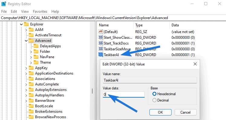 Changing Taskbar Alignment to the Left using Registry Editor