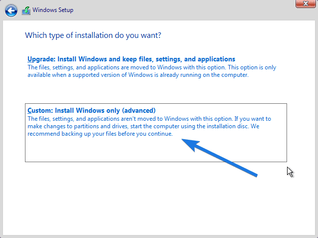 Custom Install Windows Only advanced