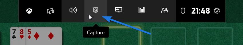 Launch Xbox Game Bar app & then click on Capture