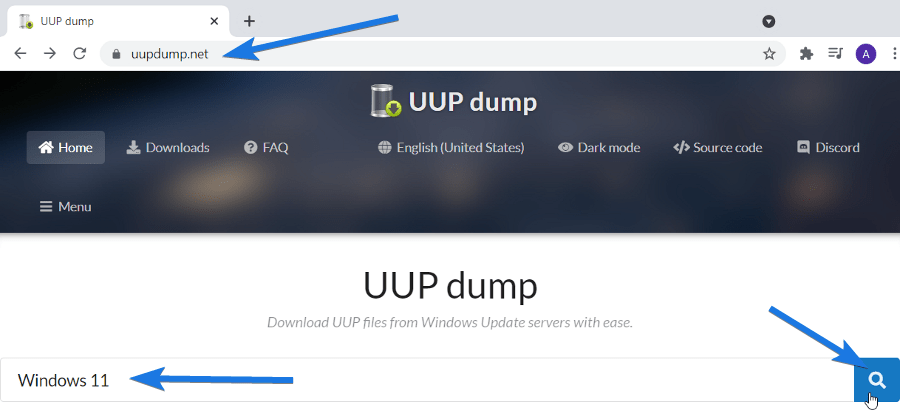 Open UUP Dump Website
