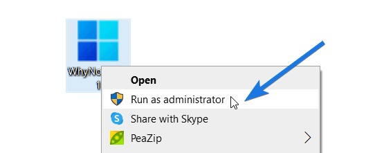 Run WhyNotWin11 as Administrator