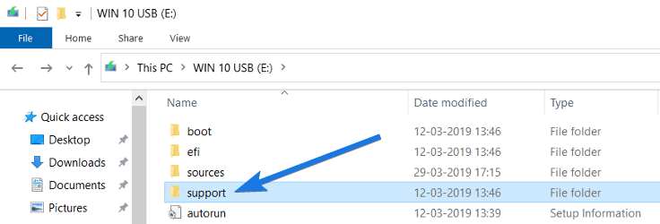 Sources folder in Windows 10 USB