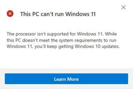 The Processor is not supported for Windows 11