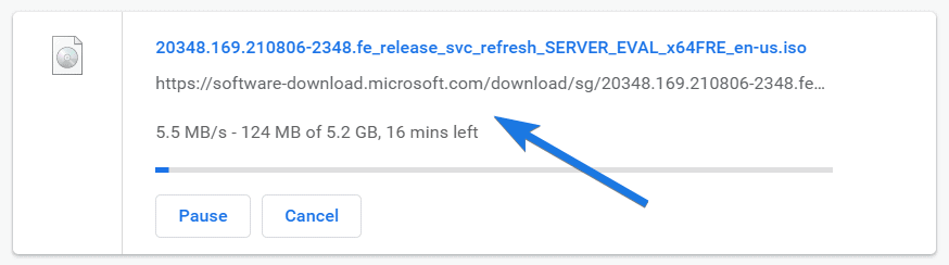 Downloading ISO Image File of Server 2022