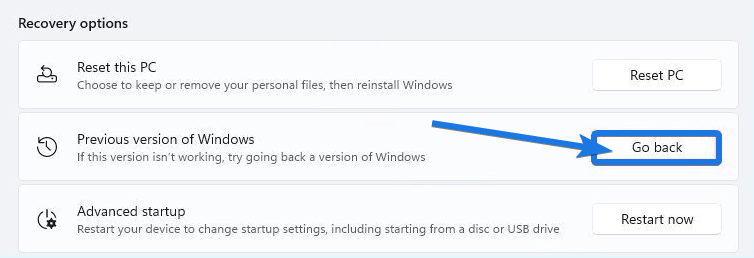 Go Back to Previous version of Windows