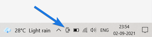 Camera Icon Present on the taskbar