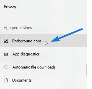 Click on Background Apps