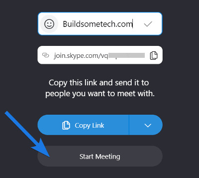 Click on Start Meeting Button