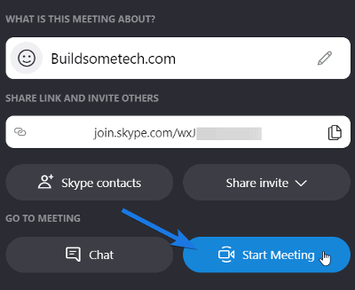 Click on Start Meeting button