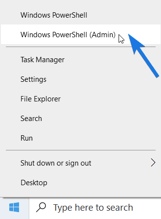 Select Windows Powershell as Admin