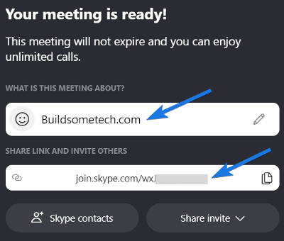 Skype Meeting Name and Link