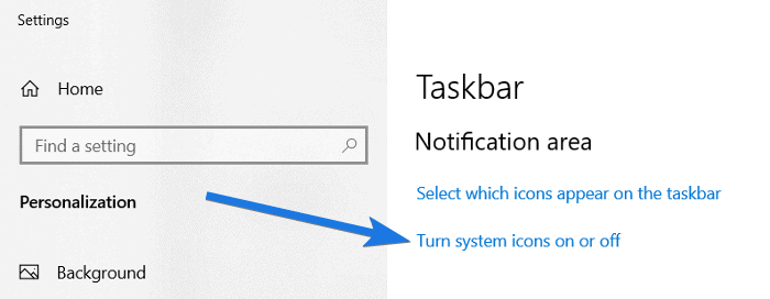 Turn system icons on or off