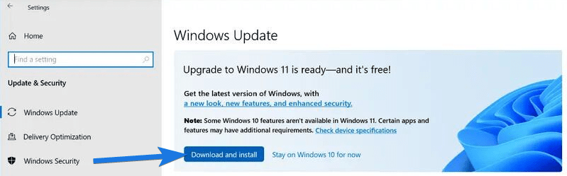 Click on Download and install Windows 11