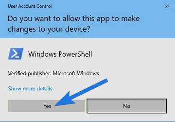 Click on Yes in  Windows Powershell