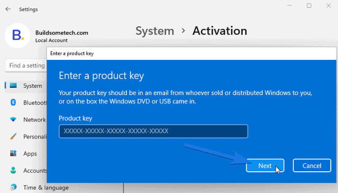 how to change product key windows 11