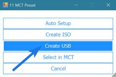 Select Create USB option
