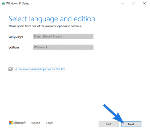 Select Language and Edition & click Next