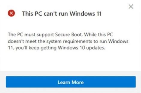 The PC must support Secure Boot