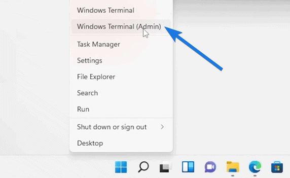 select Windows Terminal (Admin) option