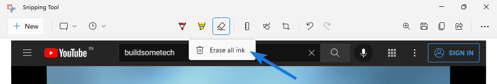 Erase all ink’ option